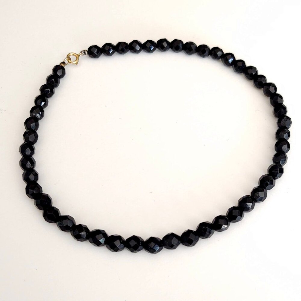 Black glass bead choker necklace - Picture 11 of 11